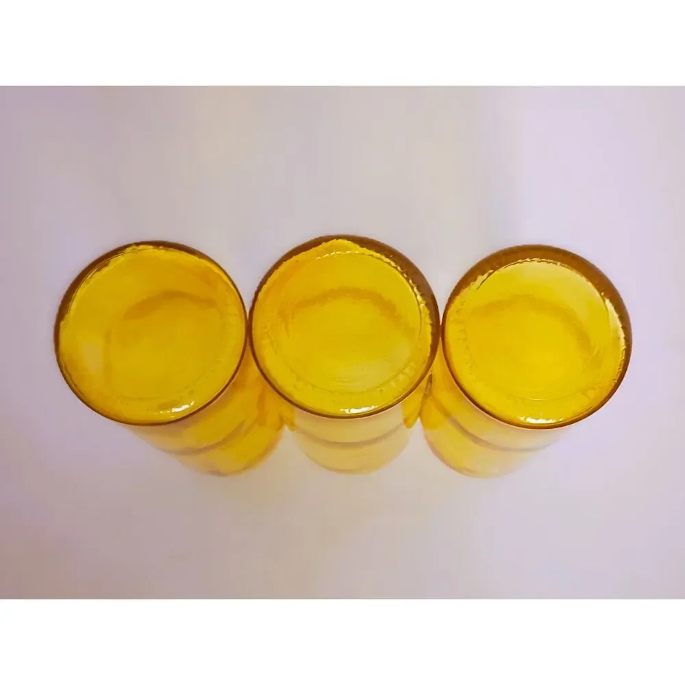 Ochre Yellow Rustic Triple Glass Jar Vase - Picture 2 of 7